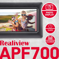 AgfaPhoto Cadre Photo Numérique Realiview APF700 - Écran LED 7" 1024x600, Affichage Photos, Horloge, Calendrier Programmable - N