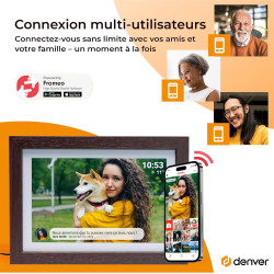 Denver PFF-1042DW Cadre Photo numérique Wi-FI FRAMEO 10,1 Pouces, écran Tactile IPS 1280 x 800, mémoire 16 Go, Application iOS/A