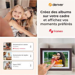 Denver PFF-1042DW Cadre Photo numérique Wi-FI FRAMEO 10,1 Pouces, écran Tactile IPS 1280 x 800, mémoire 16 Go, Application iOS/A