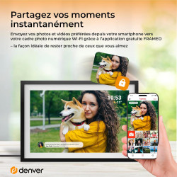 Denver PFF-1016 Cadre Photo numérique Wi-FI FRAMEO 10,1 Pouces, écran Tactile IPS 1280 x 800, mémoire 16 Go, Application iOS/And