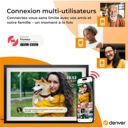 Denver PFF-1016 Cadre Photo numérique Wi-FI FRAMEO 10,1 Pouces, écran Tactile IPS 1280 x 800, mémoire 16 Go, Application iOS/And