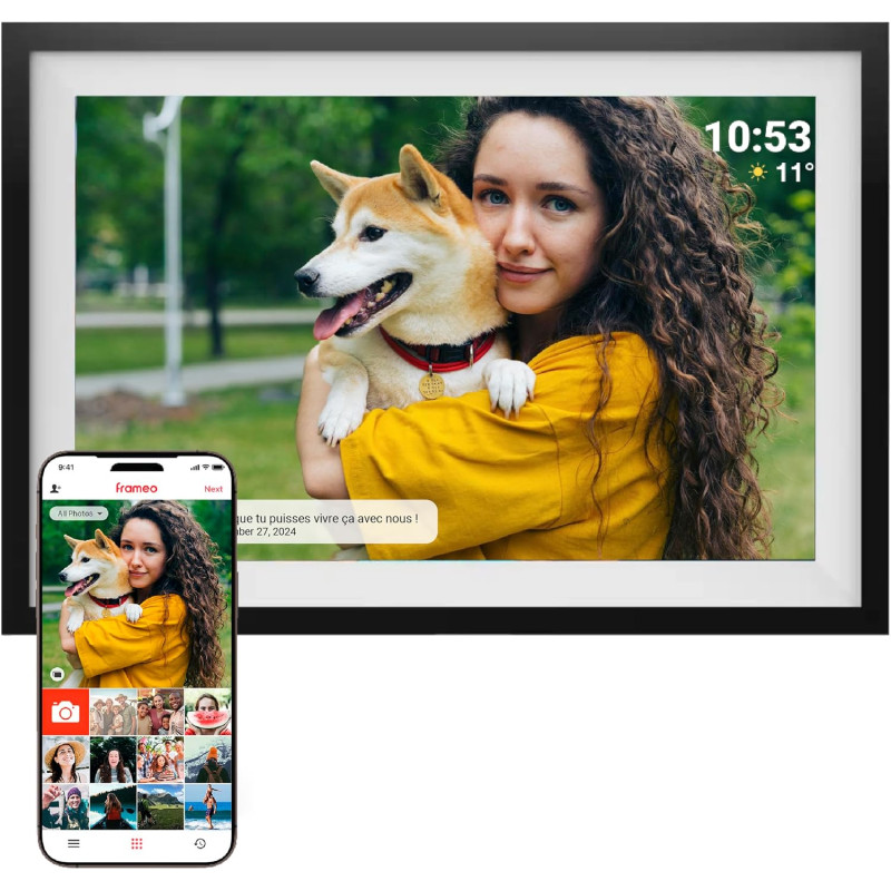 Denver PFF-1516 Cadre Photo numérique Wi-FI FRAMEO 15,6 Pouces Full HD, écran Tactile IPS 1920 x 1080, mémoire 16 Go, Finition N