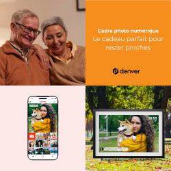 Denver PFF-1516 Cadre Photo numérique Wi-FI FRAMEO 15,6 Pouces Full HD, écran Tactile IPS 1920 x 1080, mémoire 16 Go, Finition N