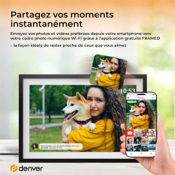 Denver PFF-1516 Cadre Photo numérique Wi-FI FRAMEO 15,6 Pouces Full HD, écran Tactile IPS 1920 x 1080, mémoire 16 Go, Finition N
