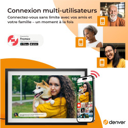 Denver PFF-1516 Cadre Photo numérique Wi-FI FRAMEO 15,6 Pouces Full HD, écran Tactile IPS 1920 x 1080, mémoire 16 Go, Finition N