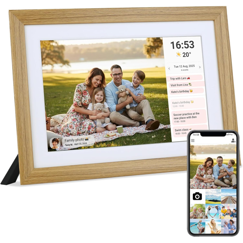 Veidoo Frameo 10 1 Pouces 32GB WiFi Cadre Photo Numérique 1280x800 HD IPS Tactile Rotation Auto Musique Horloge Partagez Photos 