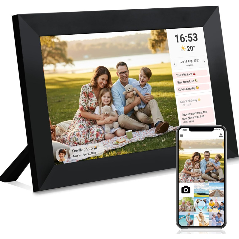 Veidoo Frameo 10 1 Pouces 32GB WiFi Cadre Photo Numérique 1280x800 HD IPS Tactile Rotation Auto Musique Horloge Partagez Photos 