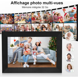 Veidoo Frameo 10 1 Pouces 32GB WiFi Cadre Photo Numérique 1280x800 HD IPS Tactile Rotation Auto Musique Horloge Partagez Photos 