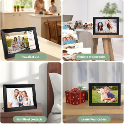 Veidoo Frameo 10 1 Pouces 32GB WiFi Cadre Photo Numérique 1280x800 HD IPS Tactile Rotation Auto Musique Horloge Partagez Photos 