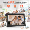 Cadre Photo Numérique WiFi de 10,1 Pouces, Mémoire Intégrée de 64 Go, Écran Tactile IPS LCD de 1280x800, Rotation Automatique et