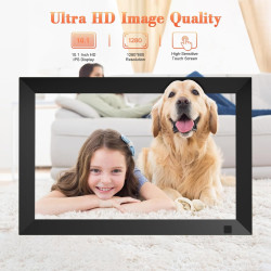 Cadre Photo Numérique WiFi de 10,1 Pouces, Mémoire Intégrée de 64 Go, Écran Tactile IPS LCD de 1280x800, Rotation Automatique et