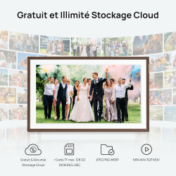 ARZOPA Cadres Photo Numérique 15,6 Pouces Stockage Cloud Gratuit et Illimité FHD Écran Tactile Partage à Distance Photos Vidéos 