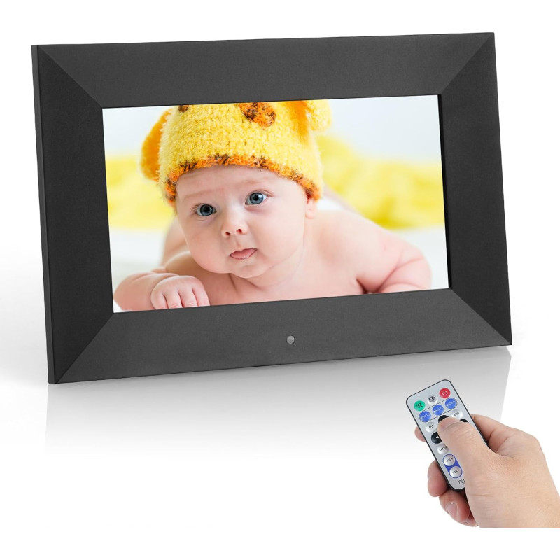 Vicloon Cadre Photo Numérique 7 Pouces avec Télécommande, 32 Go Stockage, Cadre Photo Électronique, Écran HD 1024x600 IPS, Suppo