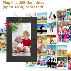 Vicloon Cadre Photo Numérique 7 Pouces avec Télécommande, 32 Go Stockage, Cadre Photo Électronique, Écran HD 1024x600 IPS, Suppo