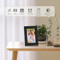 Vicloon Cadre Photo Numérique 7 Pouces avec Télécommande, 32 Go Stockage, Cadre Photo Électronique, Écran HD 1024x600 IPS, Suppo