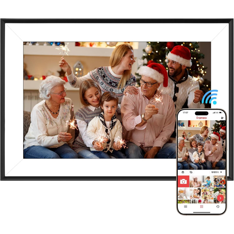 Vicloon Cadre Photo Numérique WiFi 10,1 Pouces avec 32 Go Stockage, Cadre Photo Électronique, Écran Tactile HD 1280x800 IPS, Sup