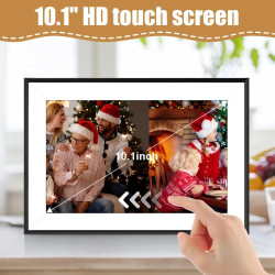 Vicloon Cadre Photo Numérique WiFi 10,1 Pouces avec 32 Go Stockage, Cadre Photo Électronique, Écran Tactile HD 1280x800 IPS, Sup