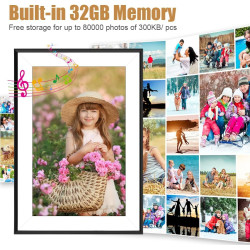 Vicloon Cadre Photo Numérique WiFi 10,1 Pouces avec 32 Go Stockage, Cadre Photo Électronique, Écran Tactile HD 1280x800 IPS, Sup