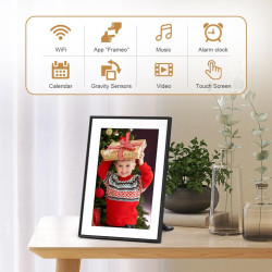 Vicloon Cadre Photo Numérique WiFi 10,1 Pouces avec 32 Go Stockage, Cadre Photo Électronique, Écran Tactile HD 1280x800 IPS, Sup
