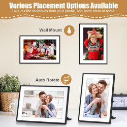 Vicloon Cadre Photo Numérique WiFi 10,1 Pouces avec 32 Go Stockage, Cadre Photo Électronique, Écran Tactile HD 1280x800 IPS, Sup