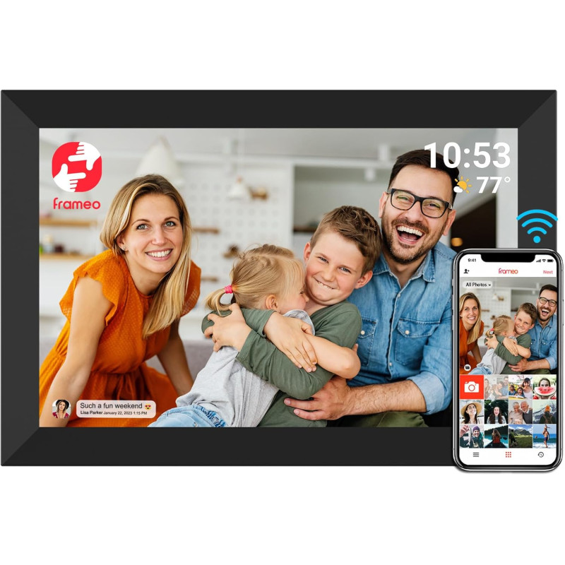 FRAMEO Cadre Photo numérique Intelligent WiFi Cloud 10,1" HD 1280 x 800 IPS Écran Tactile Cadre numérique avec 16 Go de Stockage