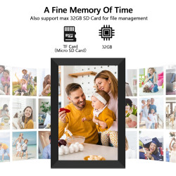 FRAMEO Cadre Photo numérique Intelligent WiFi Cloud 10,1" HD 1280 x 800 IPS Écran Tactile Cadre numérique avec 16 Go de Stockage