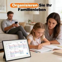 Calendrier Numérique, 10,1'' Wi-Fi Calendrier Digital avec Écran Tactile, Planificateur Familial avec Support Mural, 1280 x 800 