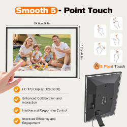 Calendrier Numérique, 10,1'' Wi-Fi Calendrier Digital avec Écran Tactile, Planificateur Familial avec Support Mural, 1280 x 800 