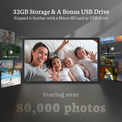 Cadre Photo Numérique Connecté WiFi 21.5 Pouces FHD IPS Écran- Cadre Numerique Photo Grand Format, 32Go Mémoire, Partagez des Ph