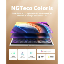 64G Cadre Photo Numérique WiFi 10,1", Rechargeable et sans Fil avec Batterie 5000mAh, Base de Charge sans Fil, Écran Tactile HD 