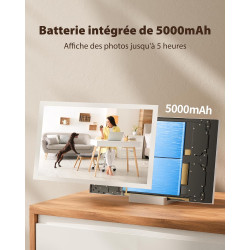 64G Cadre Photo Numérique WiFi 10,1", Rechargeable et sans Fil avec Batterie 5000mAh, Base de Charge sans Fil, Écran Tactile HD 