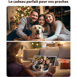 64G Cadre Photo Numérique WiFi 10,1", Rechargeable et sans Fil avec Batterie 5000mAh, Base de Charge sans Fil, Écran Tactile HD 