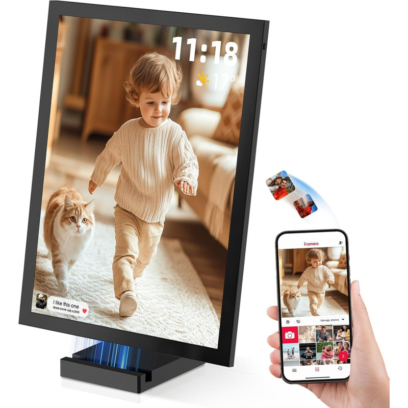 Cadre Photo Numérique 10,1" Wi-FI avec Mémoire de 64 Go, Cadre Photo électronique avec écran Tactile IPS 1280 x 800, Photos/vidé