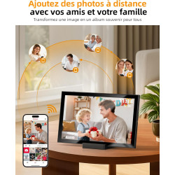 Cadre Photo Numérique 10,1" Wi-FI avec Mémoire de 64 Go, Cadre Photo électronique avec écran Tactile IPS 1280 x 800, Photos/vidé
