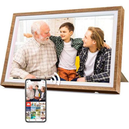 Cadre Photo Numérique 32 Go 10,1 Pouces WiFi Écran Tactile Cadre Photo Numérique HD 1280x800 IPS, Rotation Automatique, Partagez