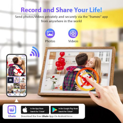 Cadre Photo Numérique 32 Go 10,1 Pouces WiFi Écran Tactile Cadre Photo Numérique HD 1280x800 IPS, Rotation Automatique, Partagez