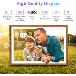 Cadre Photo Numérique 32 Go 10,1 Pouces WiFi Écran Tactile Cadre Photo Numérique HD 1280x800 IPS, Rotation Automatique, Partagez