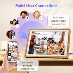 Cadre Photo Numérique 32 Go 10,1 Pouces WiFi Écran Tactile Cadre Photo Numérique HD 1280x800 IPS, Rotation Automatique, Partagez