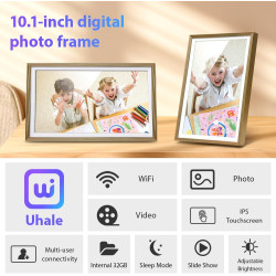 Cadre photo numérique 32 go, écran tactile wi-fi 10,1 pouces, hd 1280 x 800 ips, rotation automatique, partage de photos à tout 