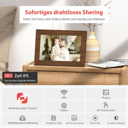 Cadre Photo Numérique Fine Life Pro 10,1 Pouces Wi-FI 32 Go 1280 x 800 HD IPS Écran Tactile Smart Cloud, Rotation Automatique, P