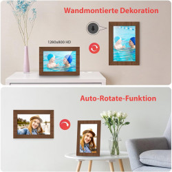 Cadre Photo Numérique Fine Life Pro 10,1 Pouces Wi-FI 32 Go 1280 x 800 HD IPS Écran Tactile Smart Cloud, Rotation Automatique, P