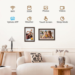 Dragon Touch Cadre Photo Numérique WiFi, 10" IPS Écran Tactile Electronics Digital Frame Album, 32 Go de Stockage, Rotation Auto