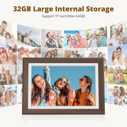 Dragon Touch Cadre Photo Numérique WiFi, 10" IPS Écran Tactile Electronics Digital Frame Album, 32 Go de Stockage, Rotation Auto