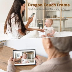 Dragon Touch 10,1" Cadre Photo Numérique Wi-FI Connecté, Écran Tactile IPS 1280x800, Cadre Digital Mémoire intégrée 16 Go, Rotat