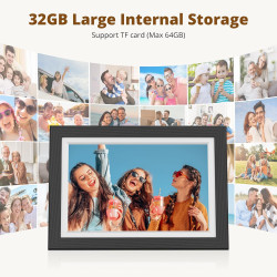 Dragon Touch Cadre Photo Numérique WiFi, 10" IPS Écran Tactile Electronics Digital Frame Album, 32 Go de Stockage, Rotation Auto