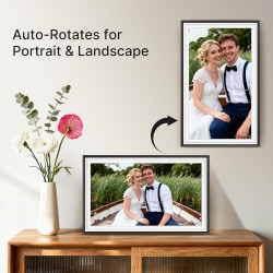 Cadre photo numérique Frameo 64 Go 15,6" WiFi noir et blanc – 1920 x 1080p FHD IPS écran tactile grand cadre photo électronique,