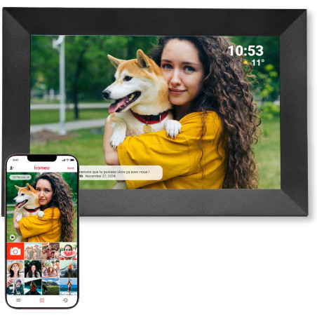 Denver PFF-1024BMK2 Cadre Photo numérique Wi-FI FRAMEO 10,1 Pouces, écran Tactile IPS 1280 x 800, mémoire 16 Go, Application iOS