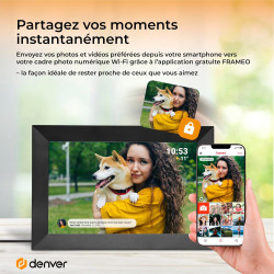 Denver PFF-1024BMK2 Cadre Photo numérique Wi-FI FRAMEO 10,1 Pouces, écran Tactile IPS 1280 x 800, mémoire 16 Go, Application iOS
