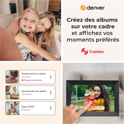 Denver PFF-1024BMK2 Cadre Photo numérique Wi-FI FRAMEO 10,1 Pouces, écran Tactile IPS 1280 x 800, mémoire 16 Go, Application iOS