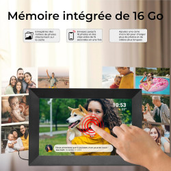 Denver PFF-1024BMK2 Cadre Photo numérique Wi-FI FRAMEO 10,1 Pouces, écran Tactile IPS 1280 x 800, mémoire 16 Go, Application iOS